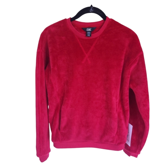 ATHLETA GIRL Girls Sz L 12 Feelin Great 2.0 Velvet Sweatshirt Red NWT - Picture 9 of 15